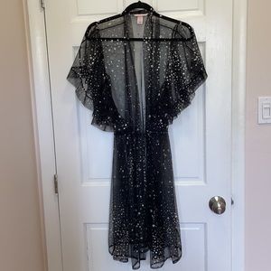 Victoria Secret Sheer Glitter Star Robe Kimono XS
